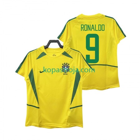 Billiga Fotbollströjor Brasilien Ronaldo 9 Retro Hemma tröja 2002 Kortärmad